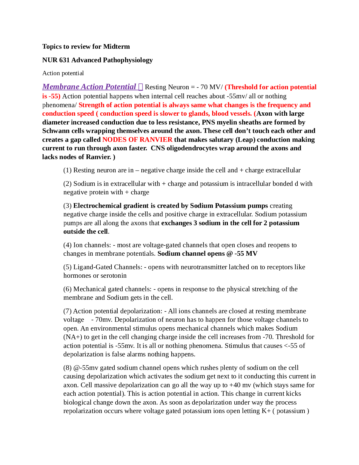 Preview of NUR 631 – Midterm Study Guide. (SCORE A+), 100$% VERIFIED